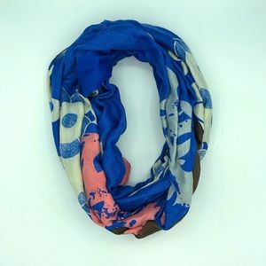 Scarfand Vibrant Blue Flower Graphic Infinity Scarf One Size.